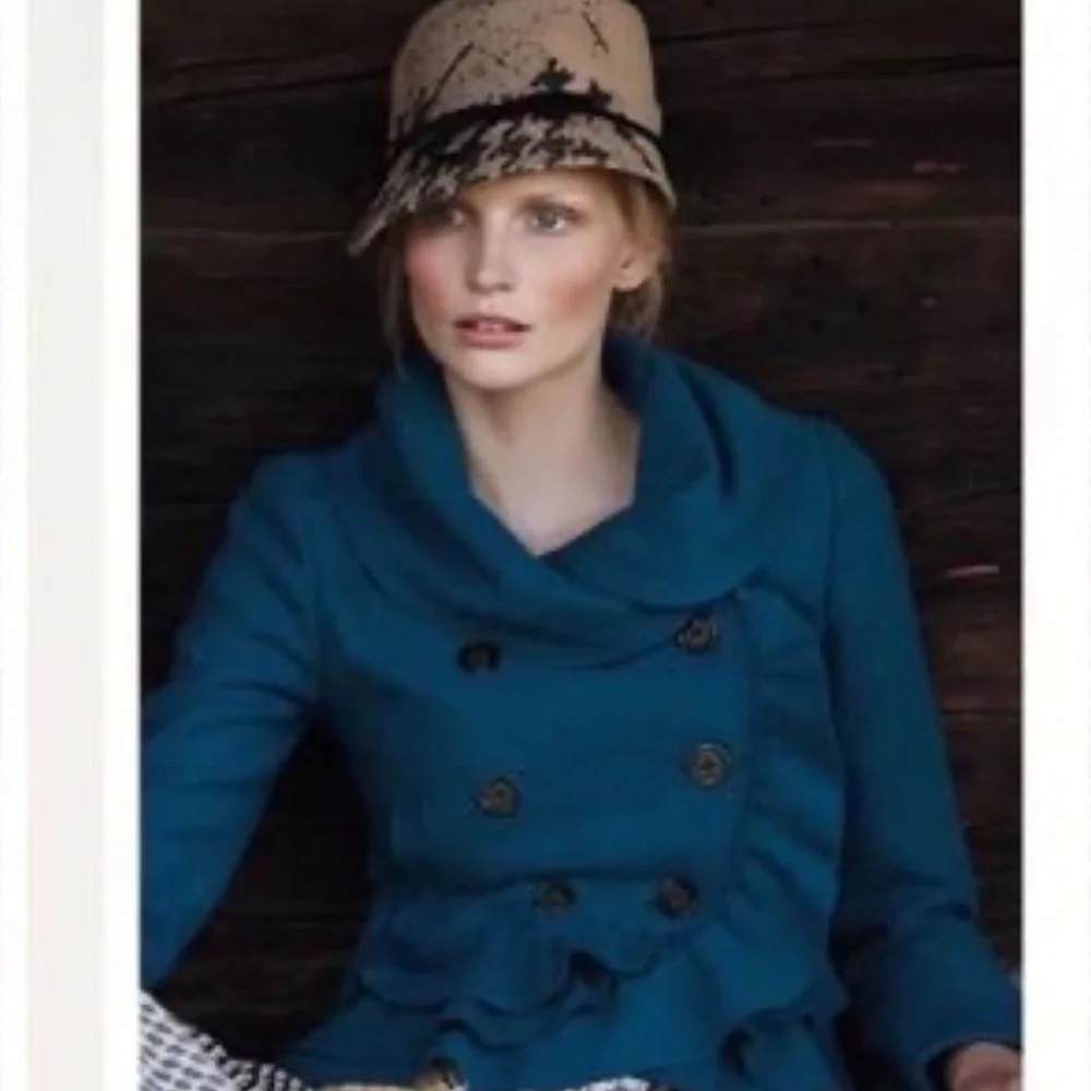Anthropologie Elevenses Frilled Echelons Peacoat - Picture 2 of 8